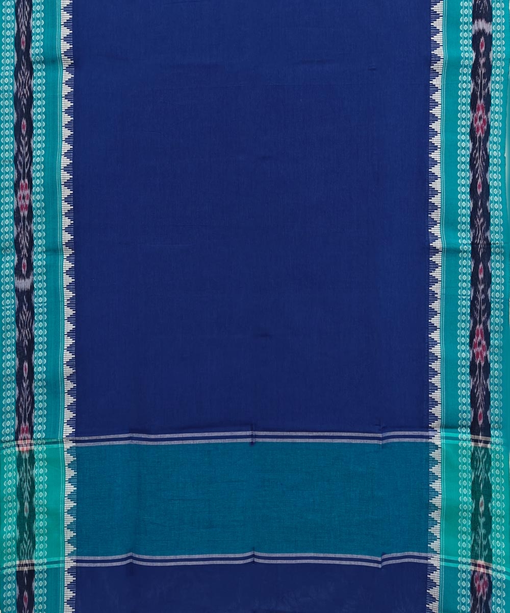 Blue Green Sambalpuri Handwoven Single Ikat Cotton Dupatta Image 2