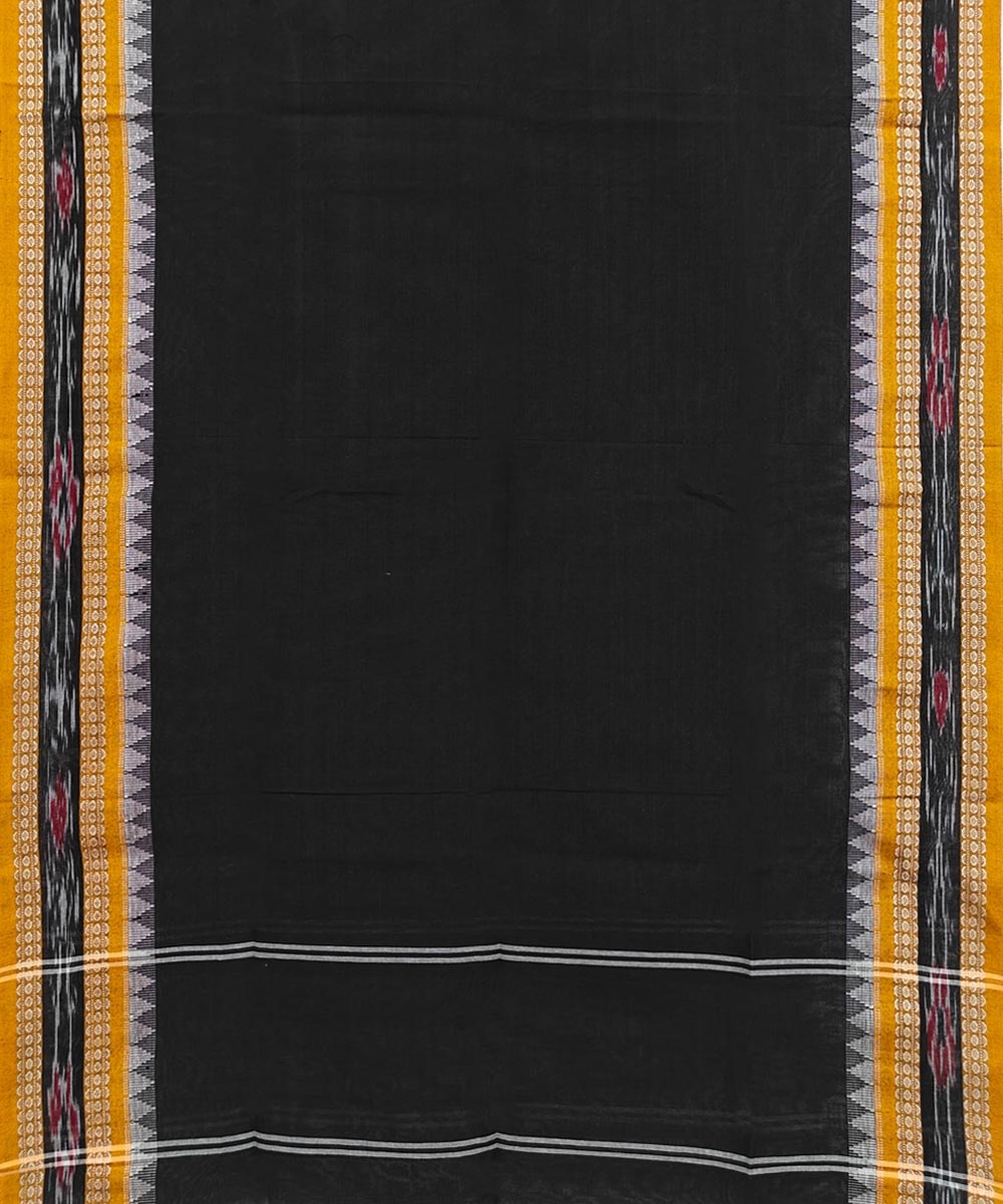 Black Yellow Sambalpuri Handwoven Single Ikat Cotton Dupatta Image 2