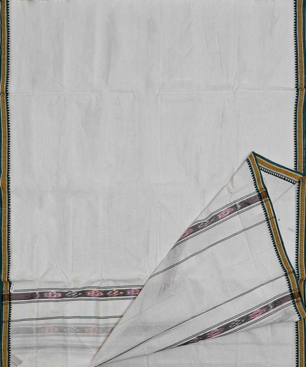 White Sambalpuri Handwoven Cotton Joda Image 4