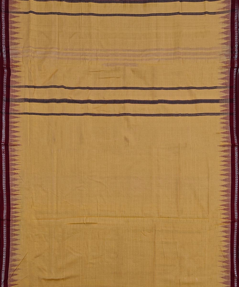 Yellow Maroon Sambalpuri Handwoven Cotton Joda Image 4