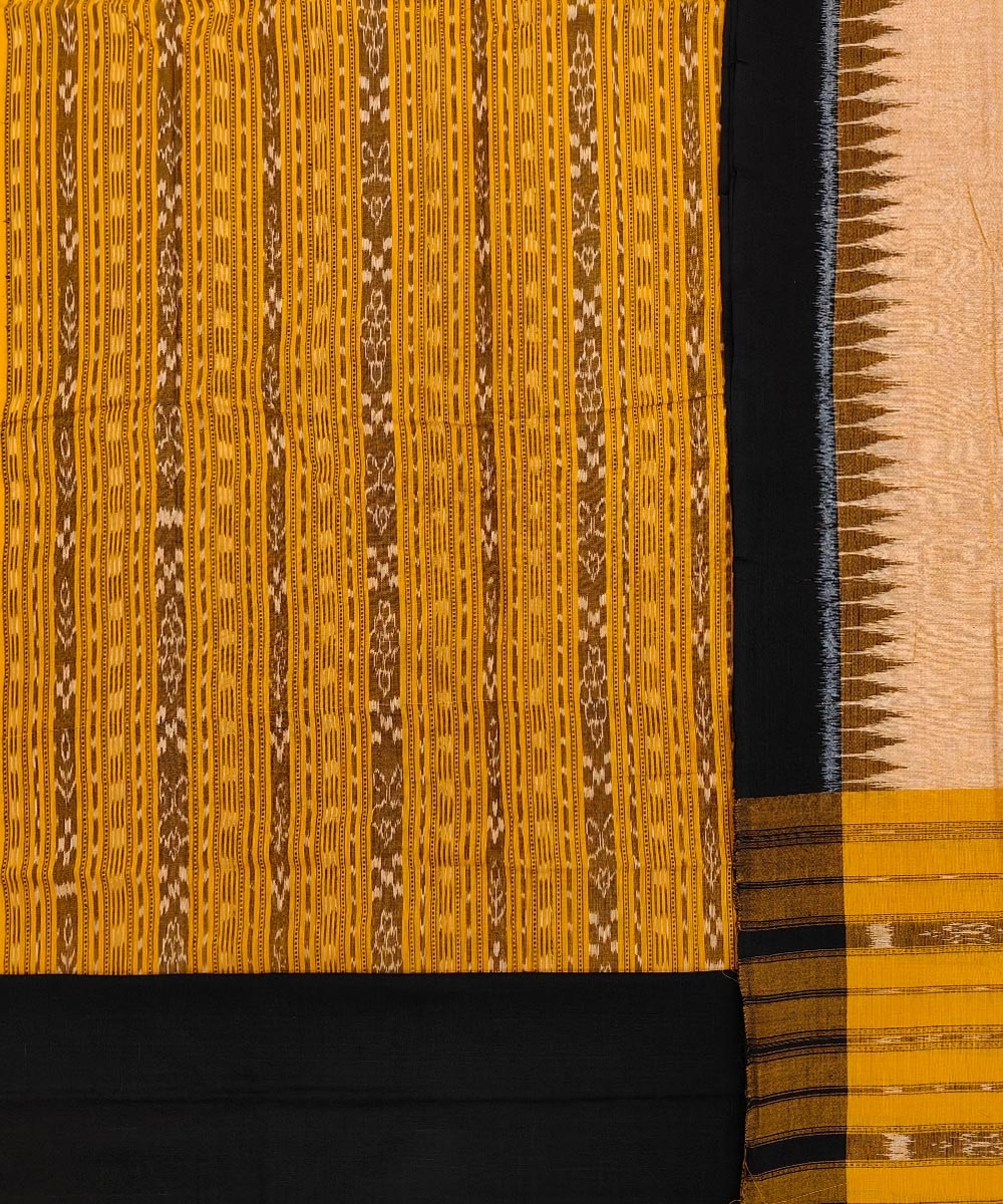 Yellow Black Nuapatna Handwoven Single Ikat Suit Set Image 2