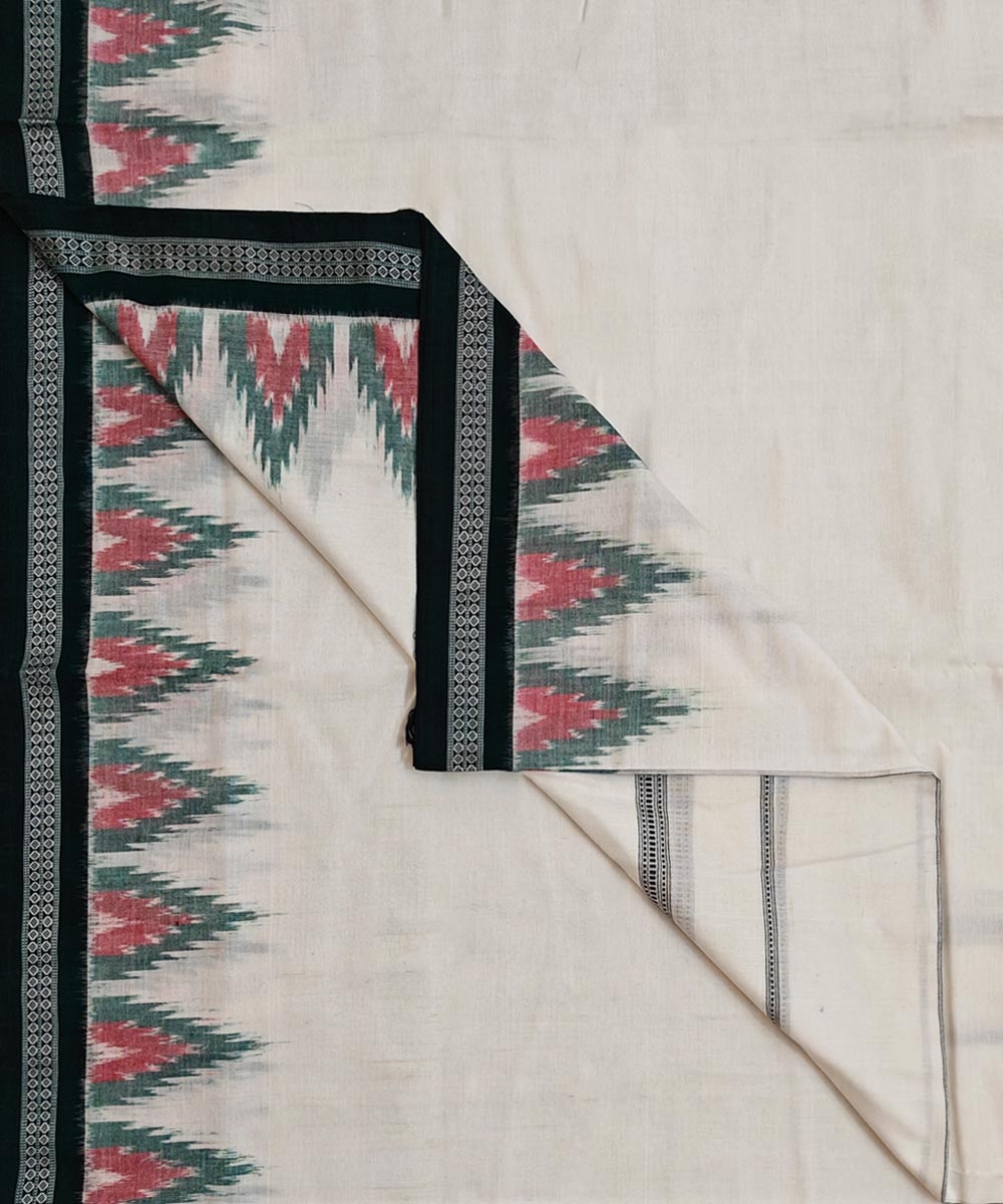 White Green Sambalpuri Handwoven Cotton Joda Image 1