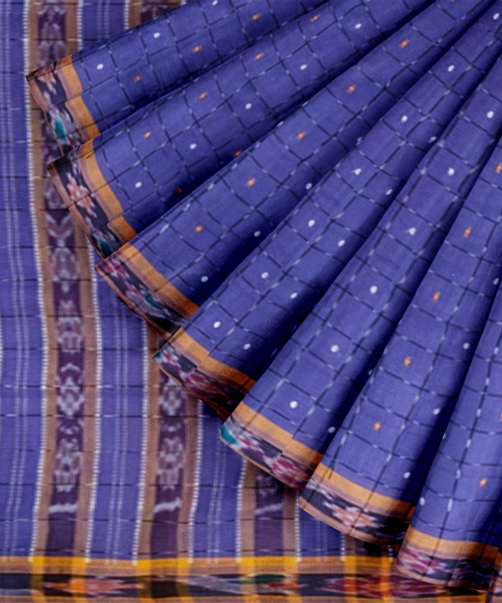 Purple Sambalpuri Handwoven Single Ikat Cotton Saree Image 3