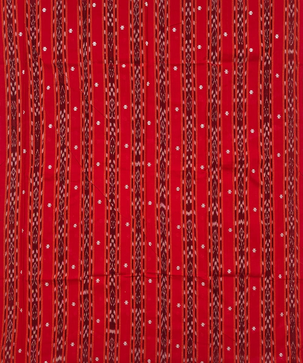 Red Pink Sambalpuri Handwoven Ikat Suit Set Image 3