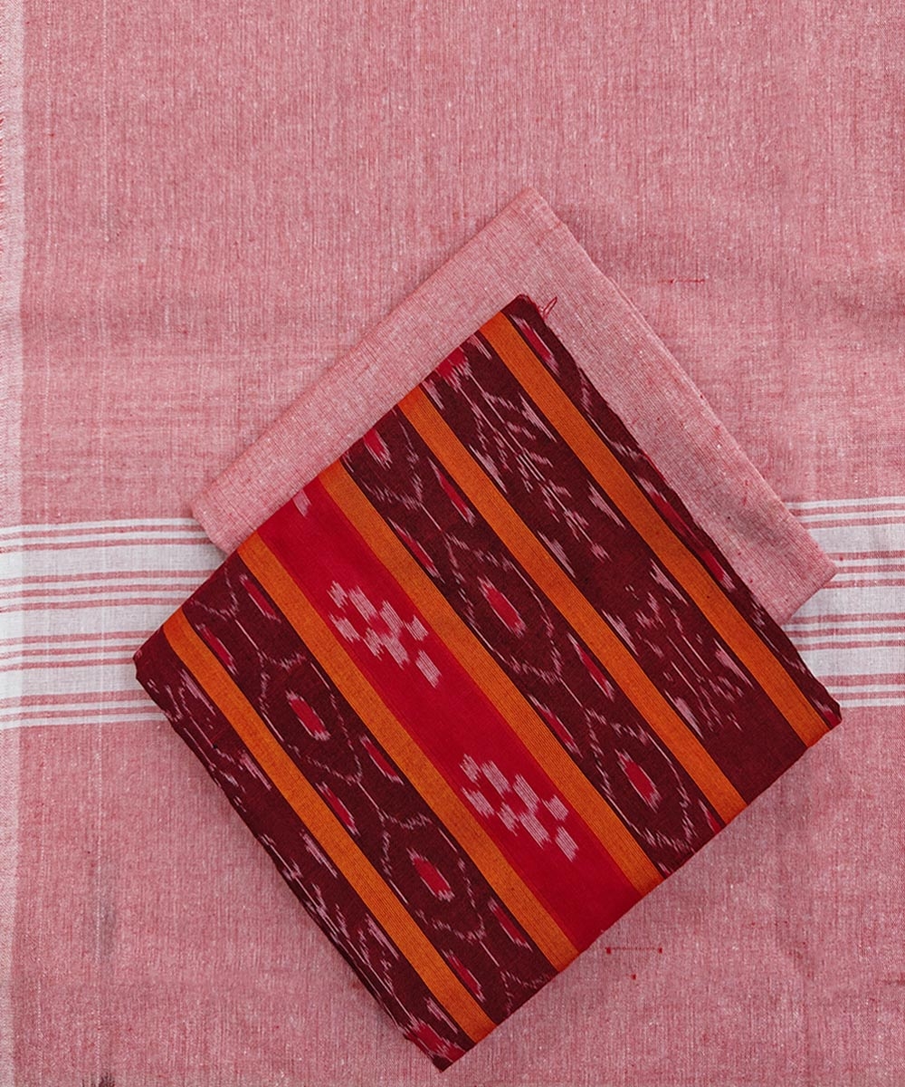 Red Sambalpuri Handwoven Ikat Suit Set Image 1