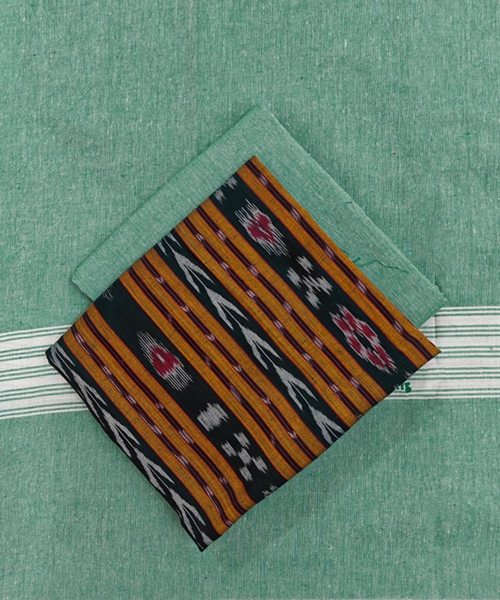 Green Sambalpuri Handwoven Ikat Suit Set Image 1