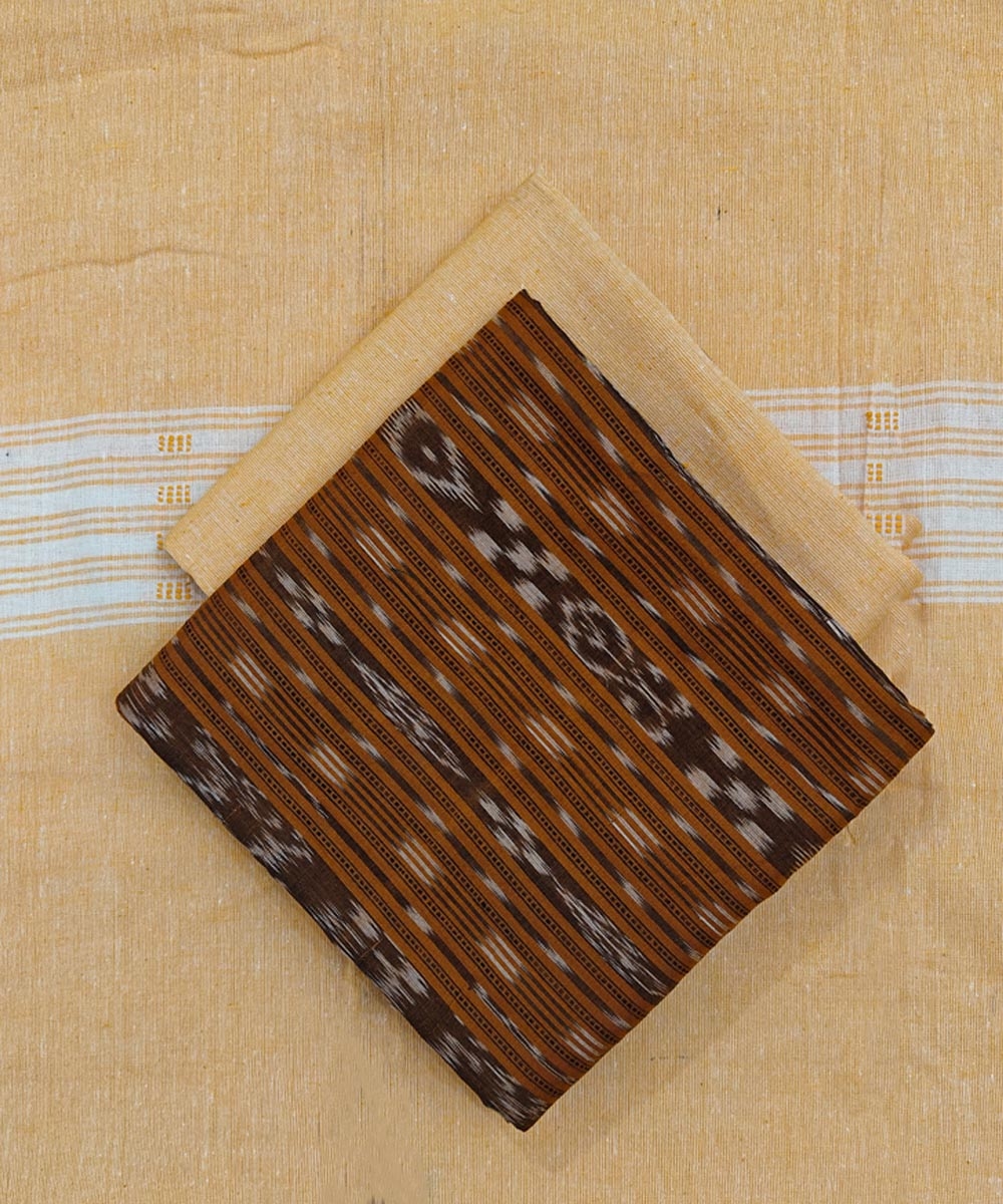 Rust Yellow Sambalpuri Handwoven Ikat Suit Set Image 1