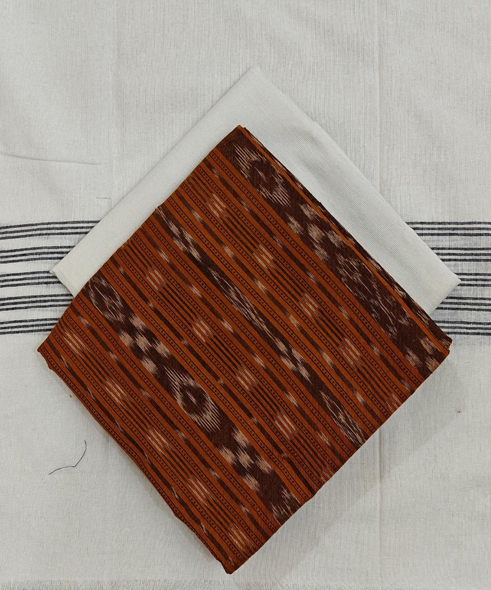 Rust Sambalpuri Handwoven Ikat Suit Set Image 1