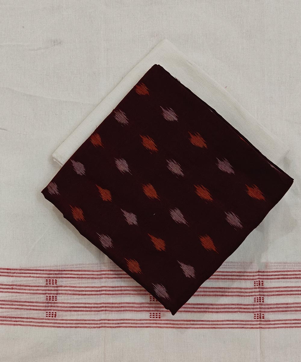 Coffee Sambalpuri Handwoven Ikat Suit Set Image 1