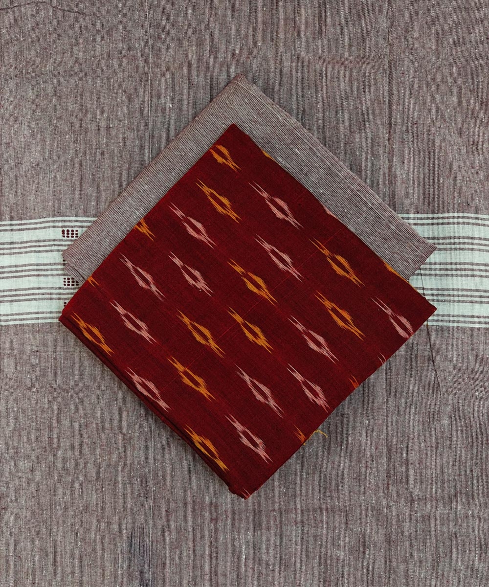 Maroon Sambalpuri Handwoven Ikat Suit Set Image 1
