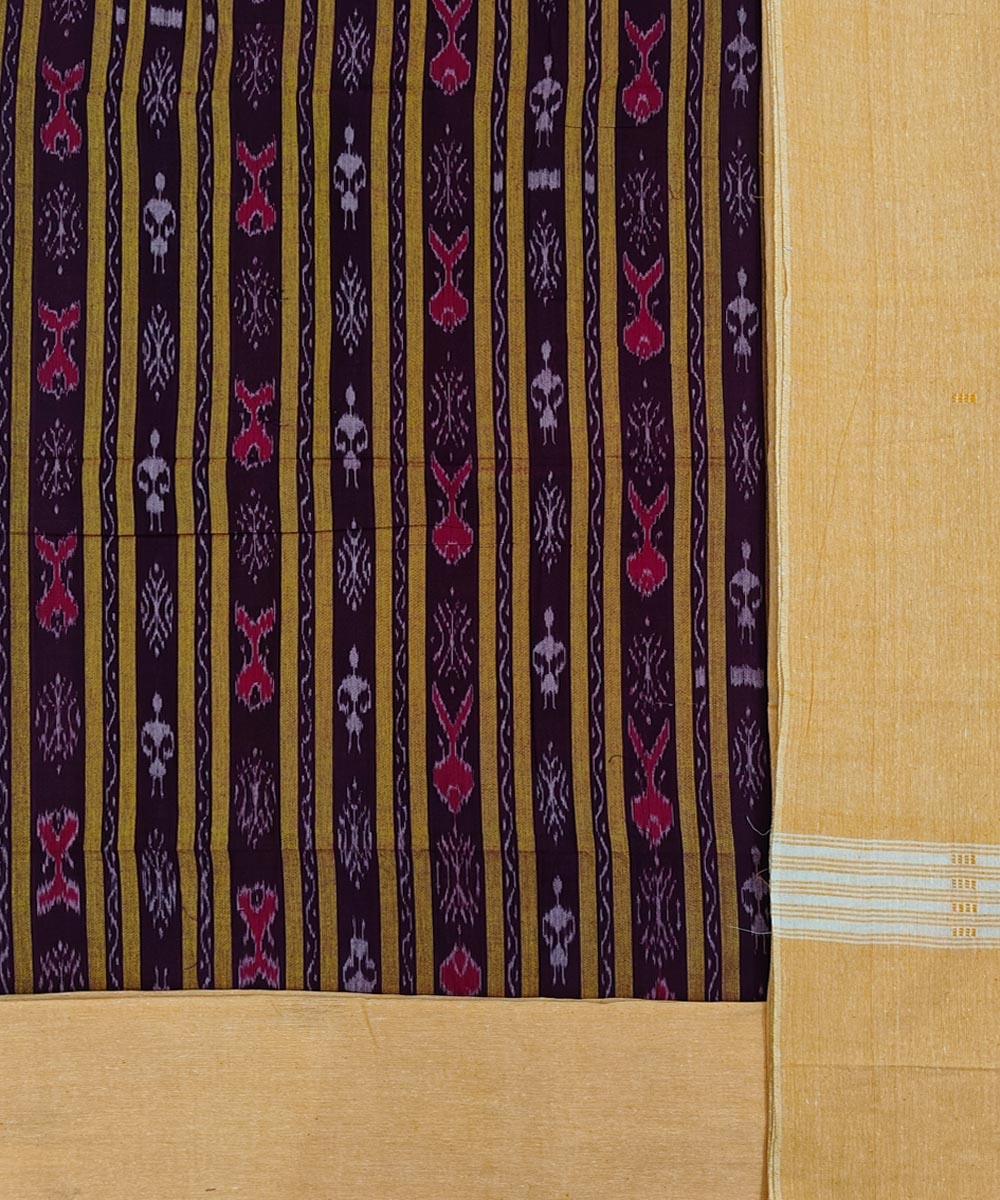 Maroon Yellow Sambalpuri Handwoven Ikat Suit Set Image 2
