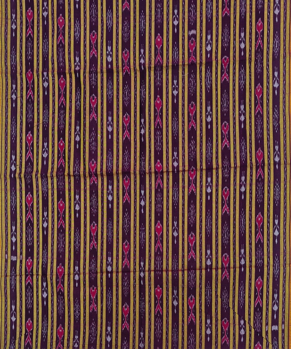 Maroon Yellow Sambalpuri Handwoven Ikat Suit Set Image 3