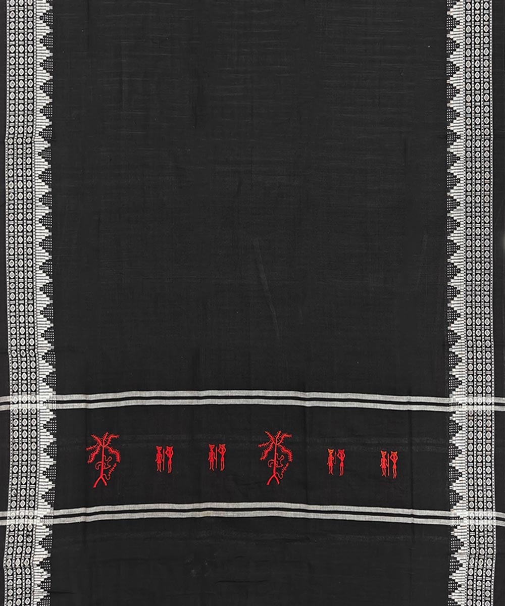 Red Black Sambalpuri Handwoven Ikat Suit Set Image 4