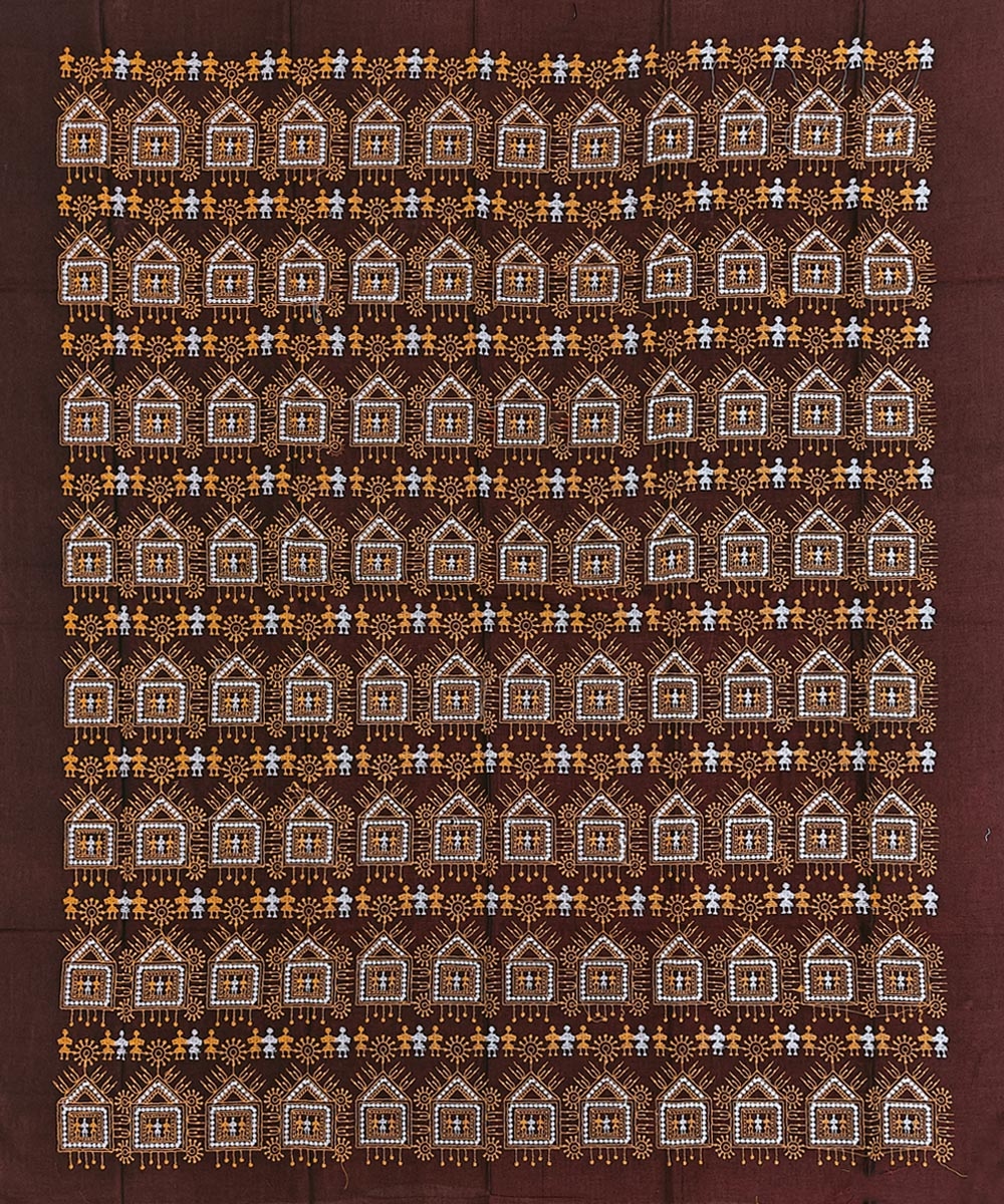 Maroon Black Sambalpuri Handwoven Ikat Suit Set Image 3
