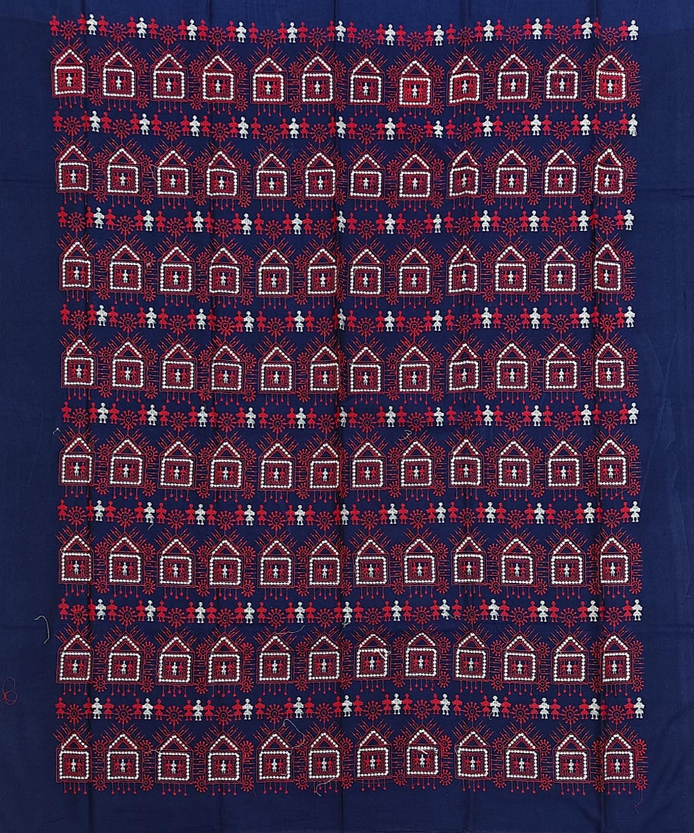 Blue Maroon Sambalpuri Handwoven Ikat Suit Set Image 3