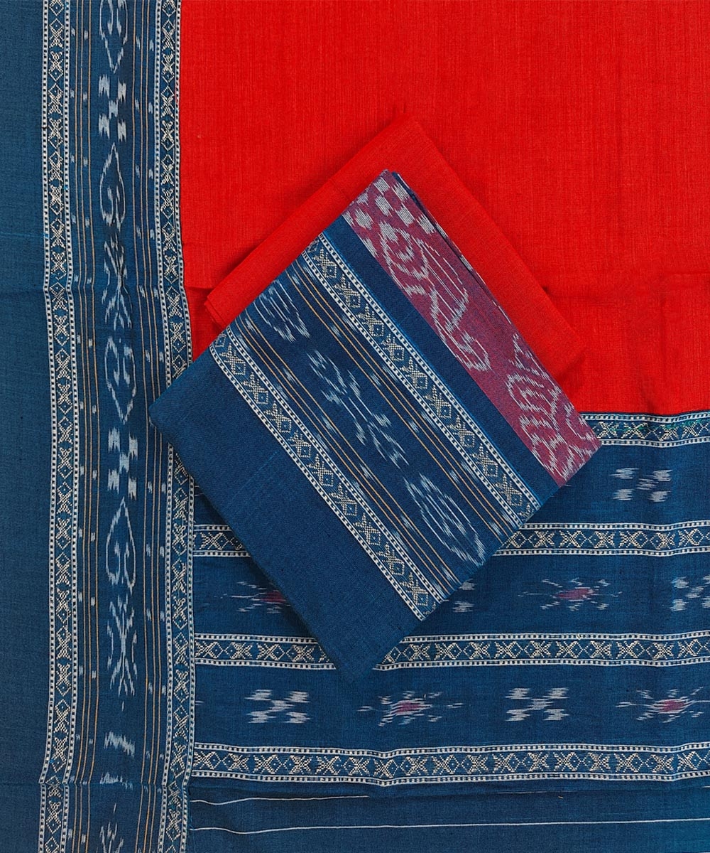 Blue Maroon Sambalpuri Handwoven Ikat Suit Set Image 1