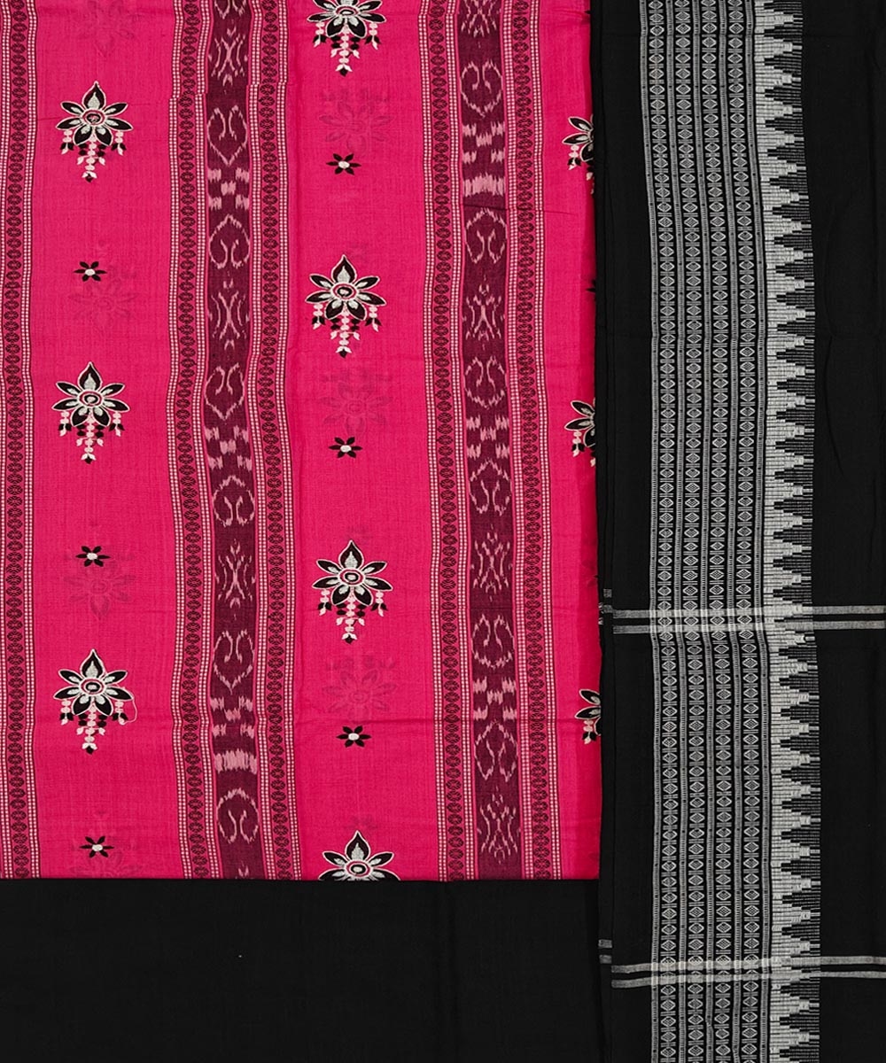 Pink Black Sambalpuri Handwoven Ikat Suit Set Image 2