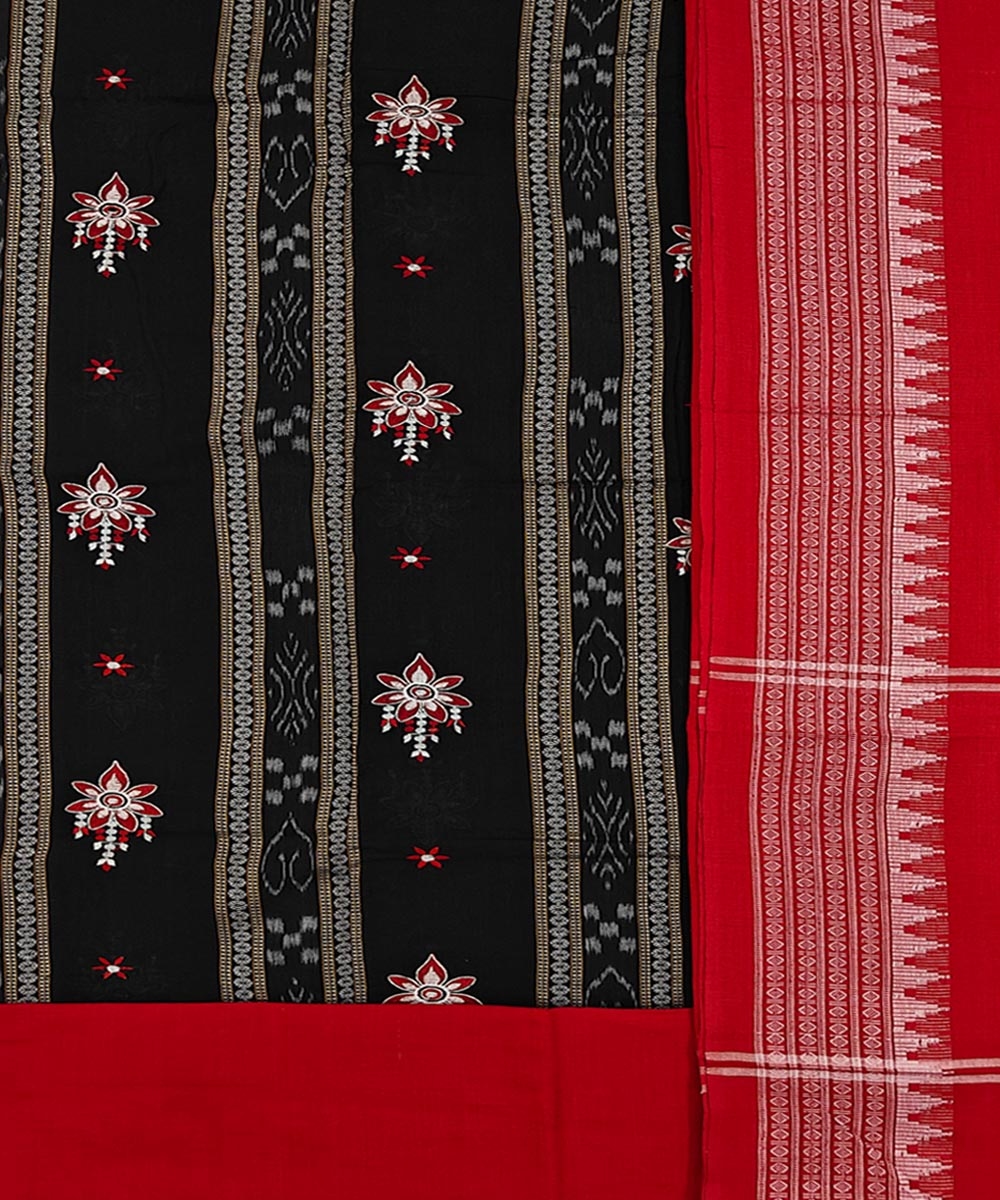 Black Maroon Sambalpuri Handwoven Ikat Suit Set Image 2