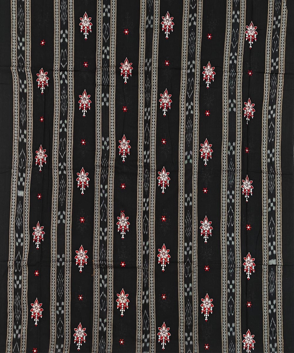 Black Maroon Sambalpuri Handwoven Ikat Suit Set Image 3
