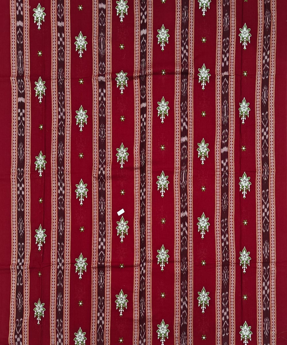 Olive Maroon Sambalpuri Handwoven Ikat Suit Set Image 3