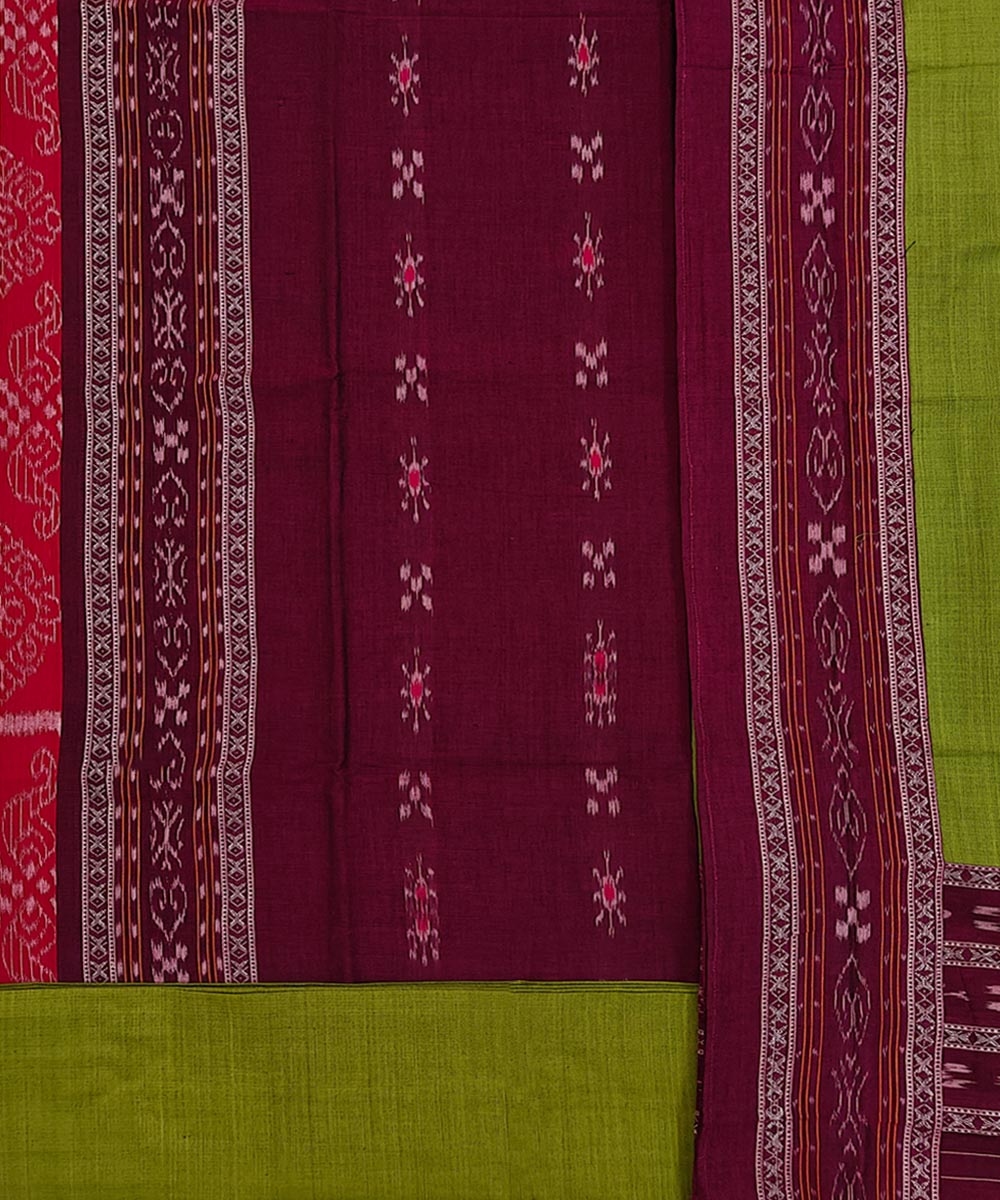 Purple Olive Sambalpuri Handwoven Ikat Suit Set Image 2