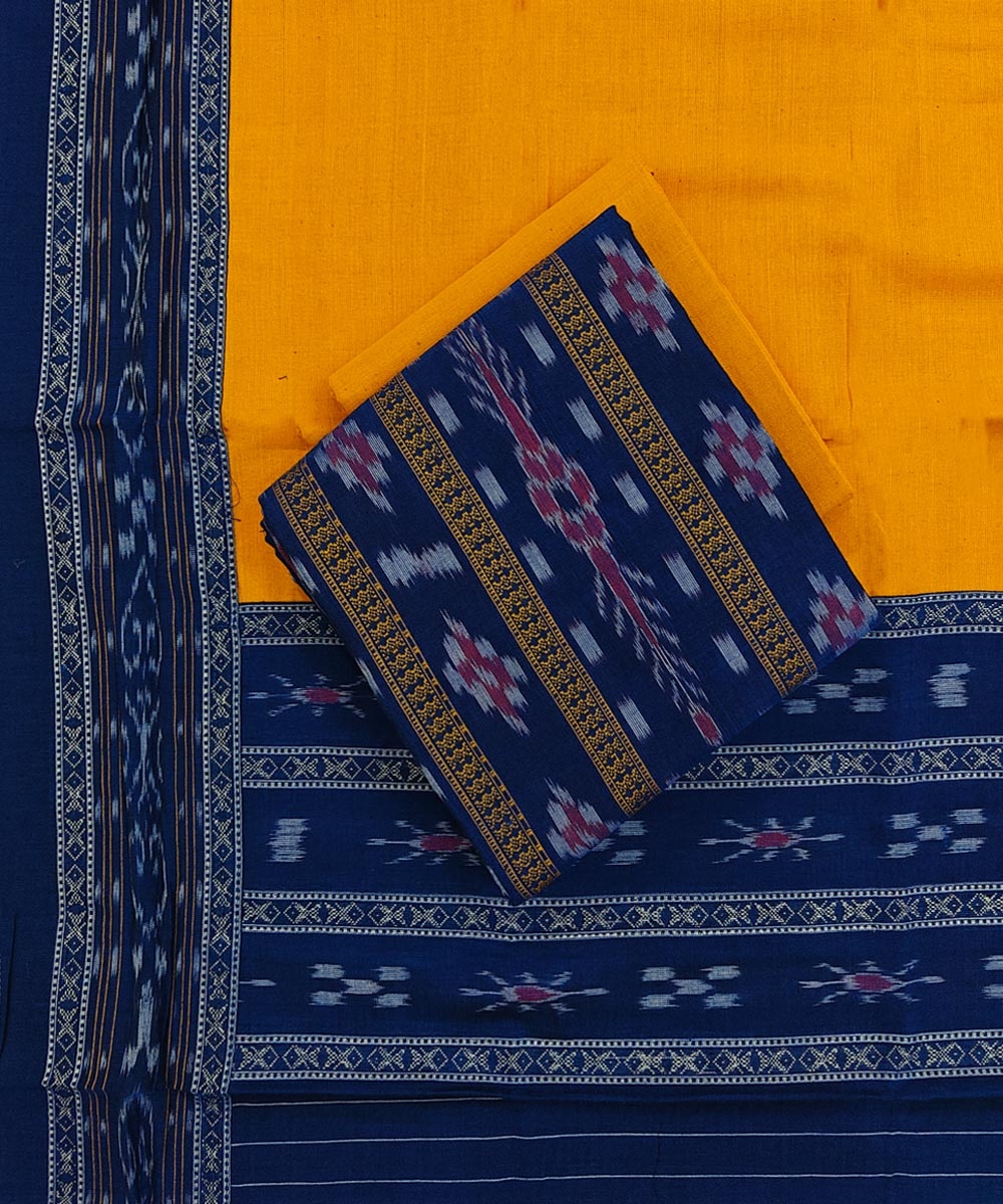 Blue Yellow Sambalpuri Handwoven Ikat Suit Set Image 1