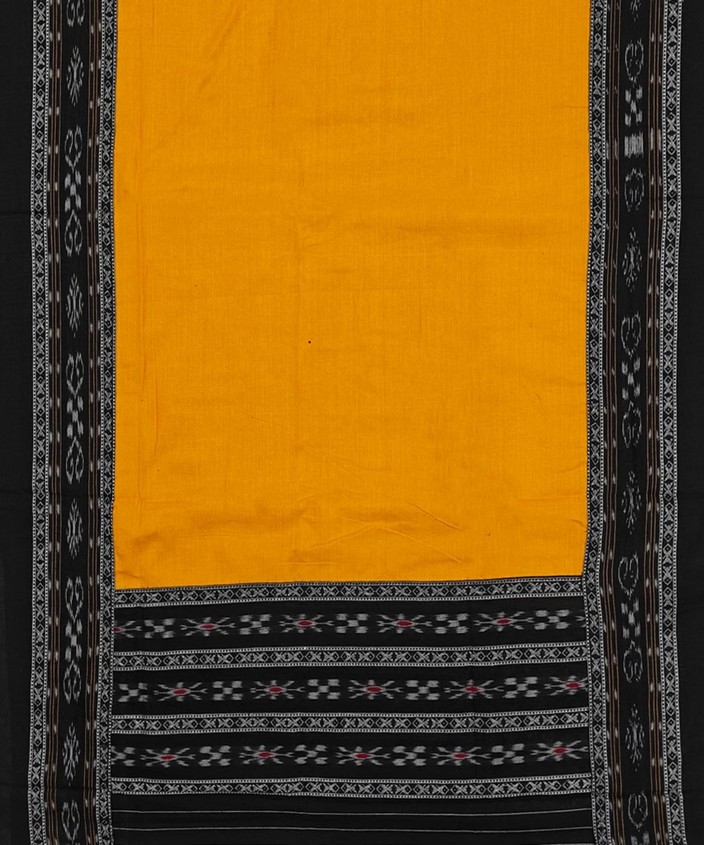 Black Yellow Sambalpuri Handwoven Ikat Suit Set Image 4
