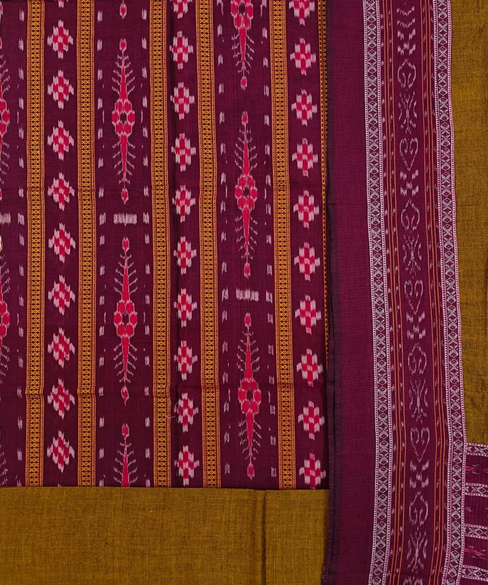 Maroon Rust Sambalpuri Handwoven Ikat Suit Set Image 2