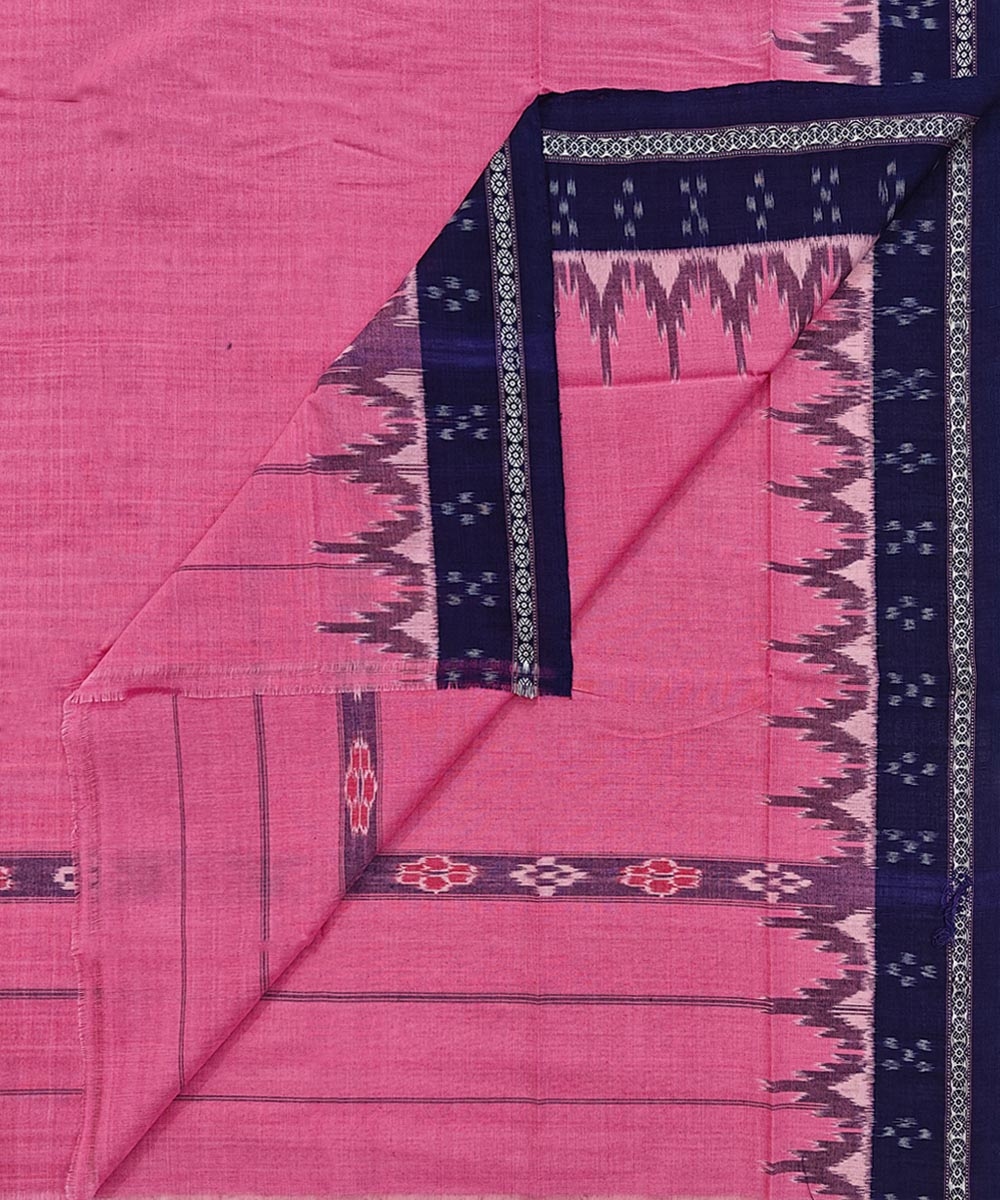 Pink Blue Sambalpuri Handwoven Cotton Gamuchha Image 1