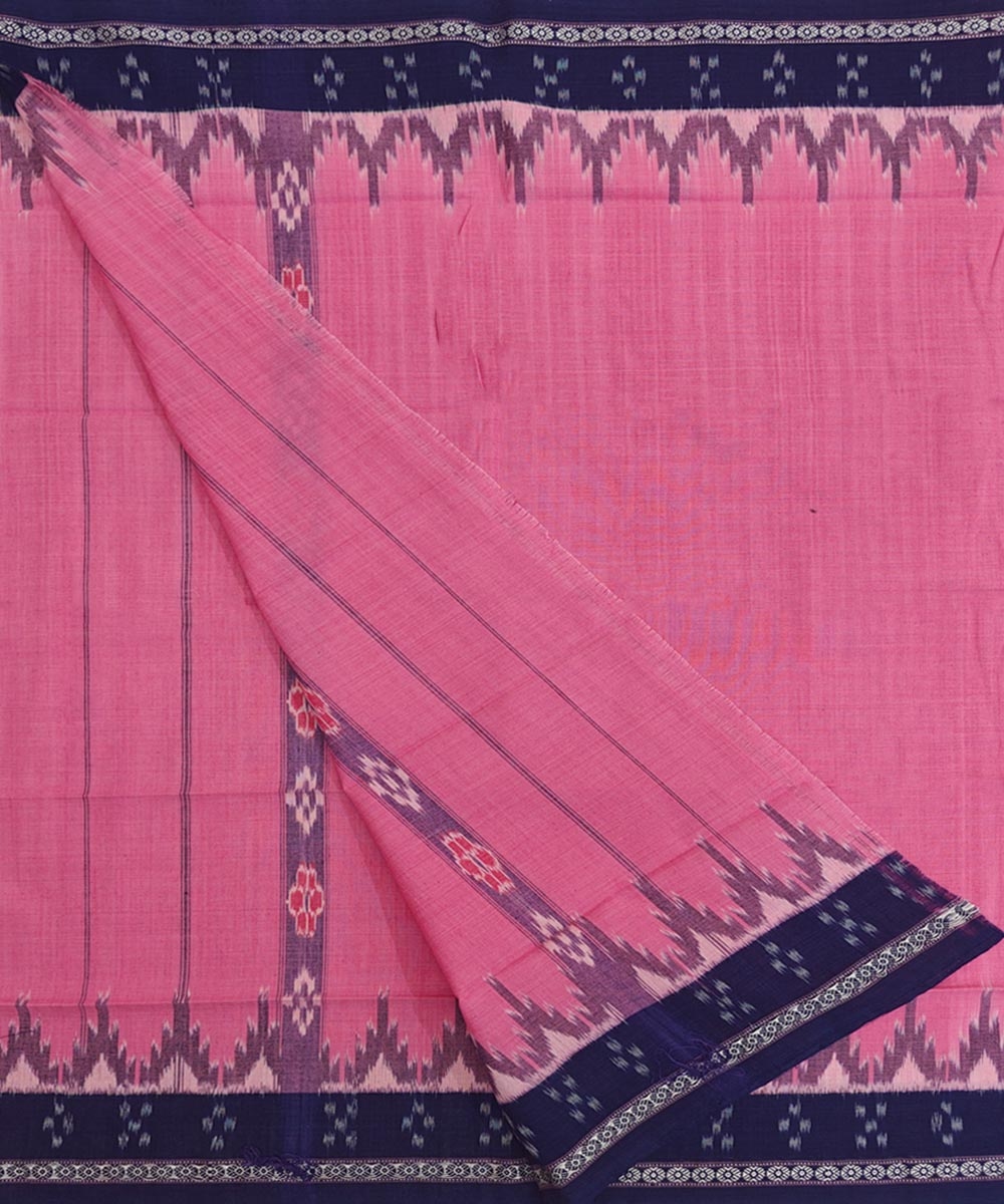 Pink Blue Sambalpuri Handwoven Cotton Gamuchha Image 2