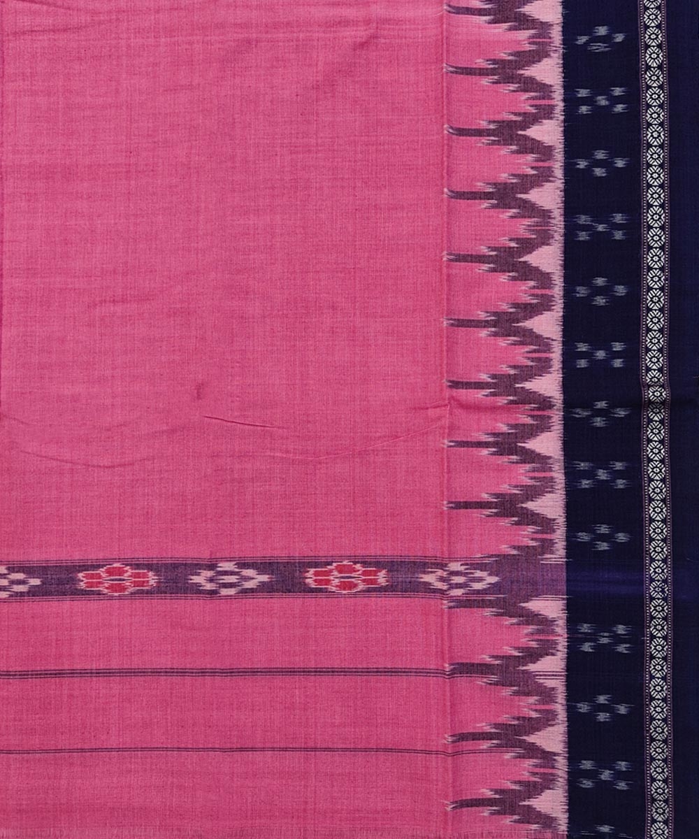 Pink Blue Sambalpuri Handwoven Cotton Gamuchha Image 4