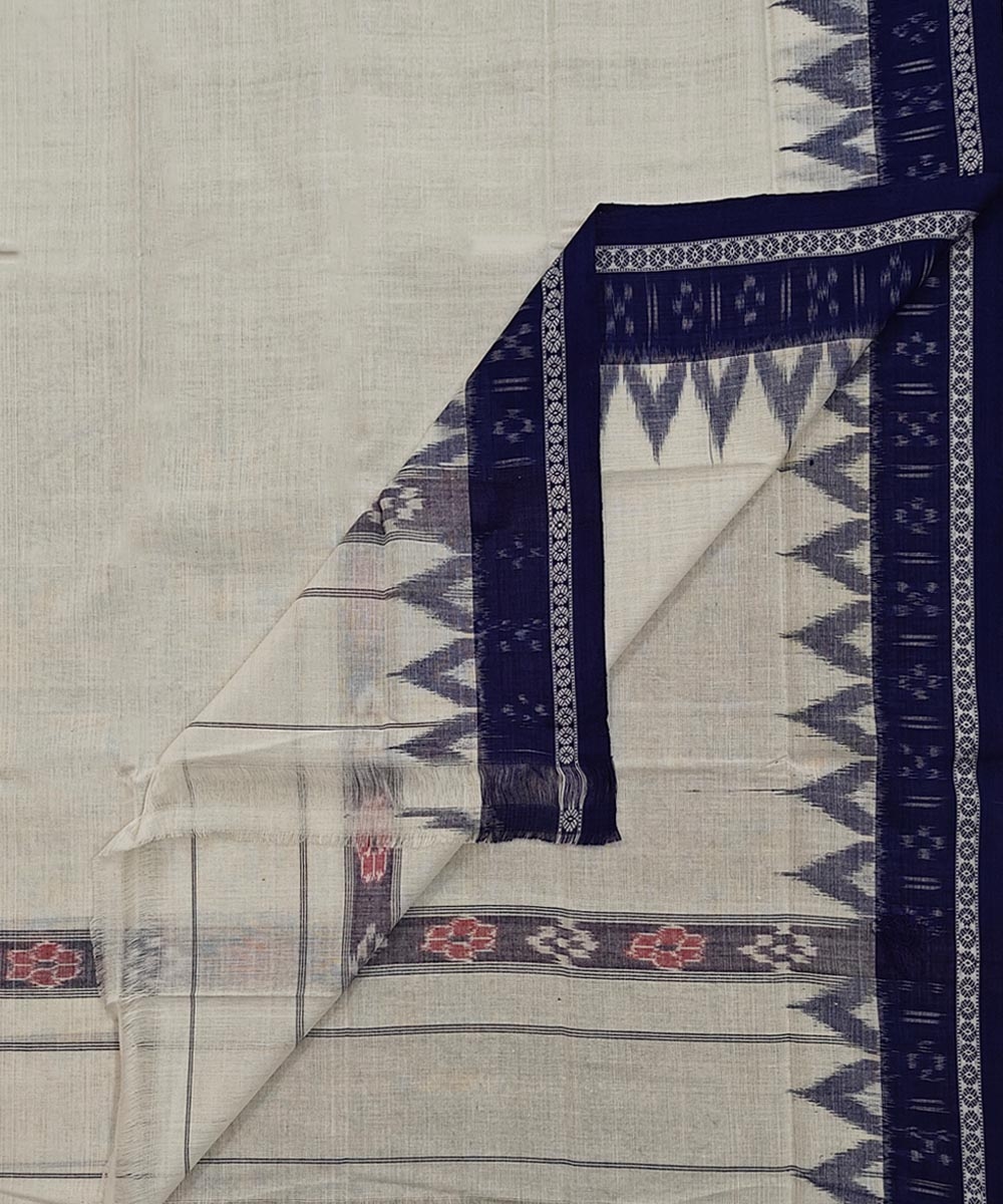 White Blue Sambalpuri Handwoven Cotton Gamuchha Image 1