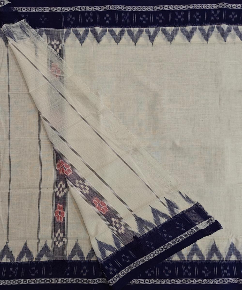White Blue Sambalpuri Handwoven Cotton Gamuchha Image 2