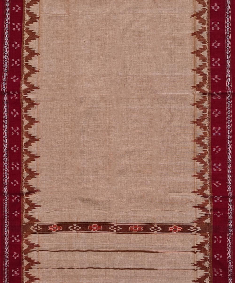 Beige Maroon Sambalpuri Handwoven Cotton Gamuchha Image 3