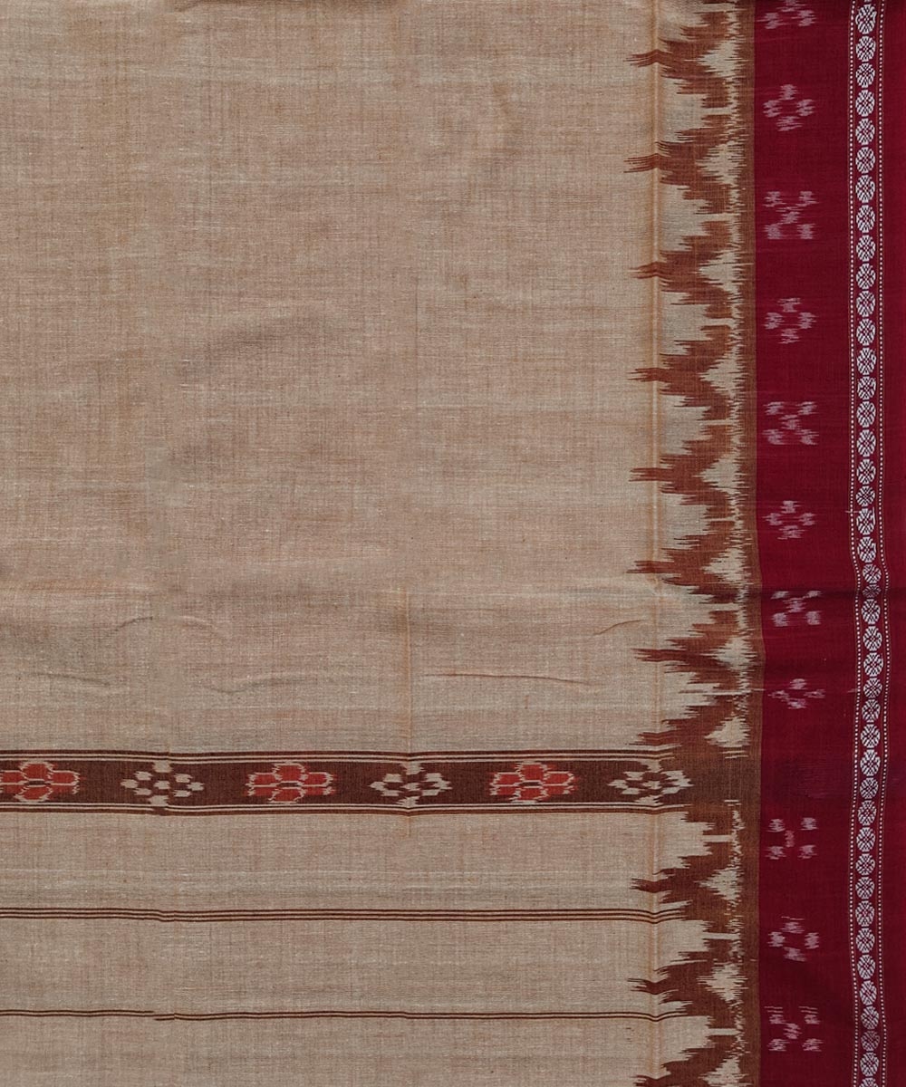 Beige Maroon Sambalpuri Handwoven Cotton Gamuchha Image 4