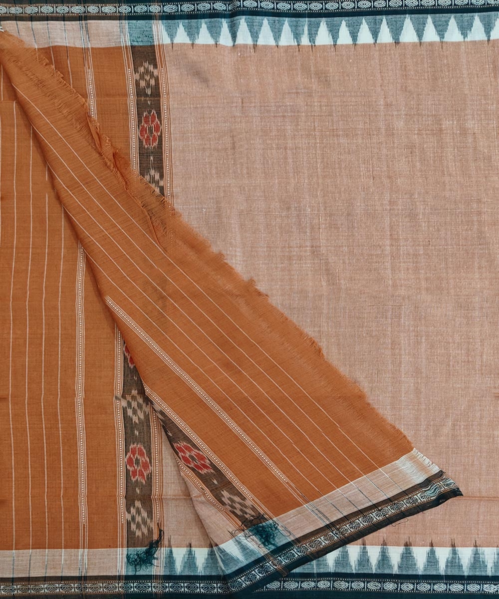 Beige Green Sambalpuri Handwoven Cotton Gamuchha Image 2