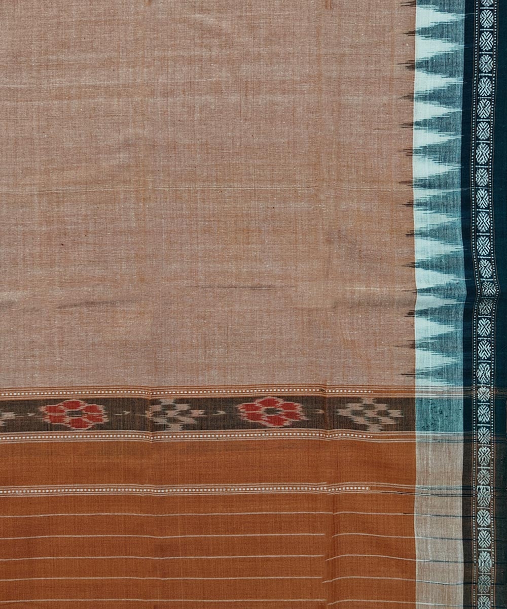 Beige Green Sambalpuri Handwoven Cotton Gamuchha Image 4