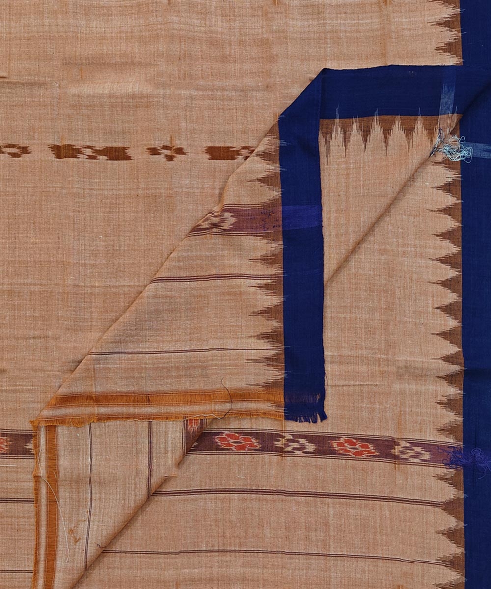 Brown Blue Sambalpuri Handwoven Cotton Gamuchha Image 1