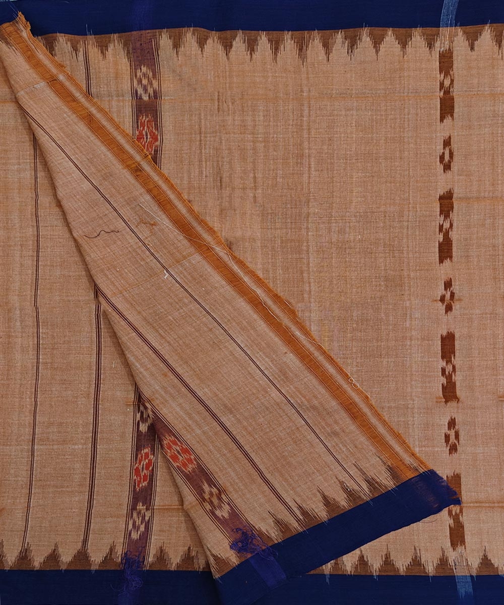 Brown Blue Sambalpuri Handwoven Cotton Gamuchha Image 2