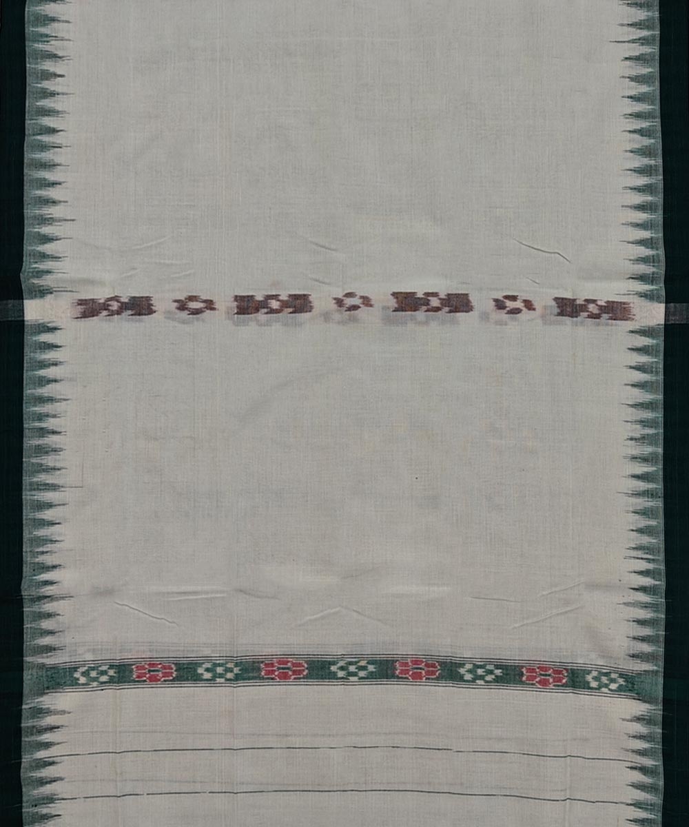 White Green Sambalpuri Handwoven Cotton Gamuchha Image 3