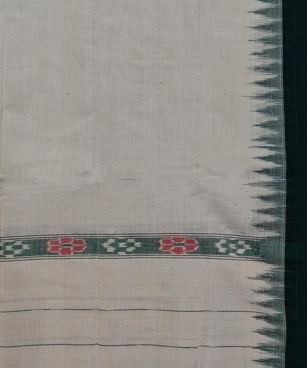 White Green Sambalpuri Handwoven Cotton Gamuchha Image 4