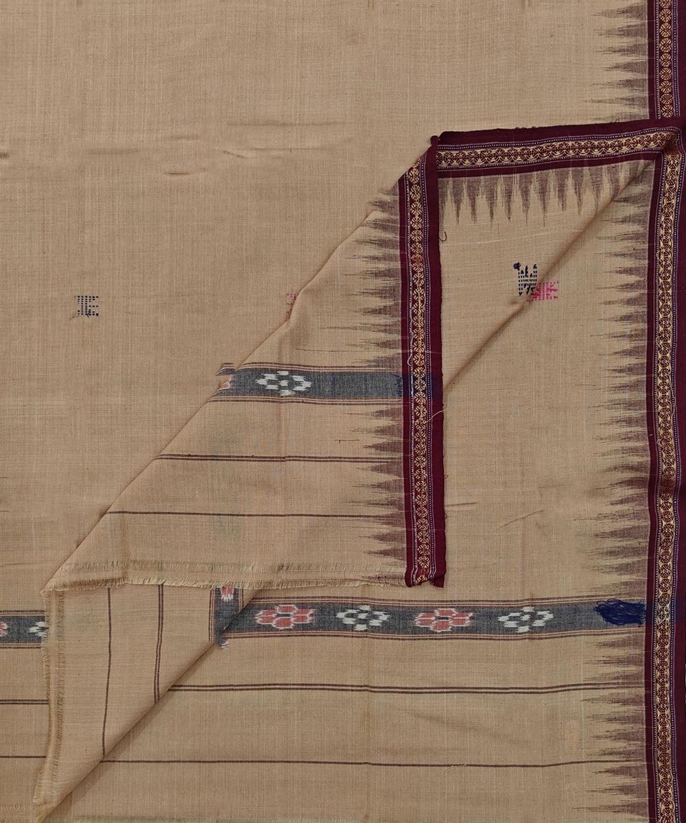 Brown Maroon Sambalpuri Handwoven Cotton Gamuchha Image 1
