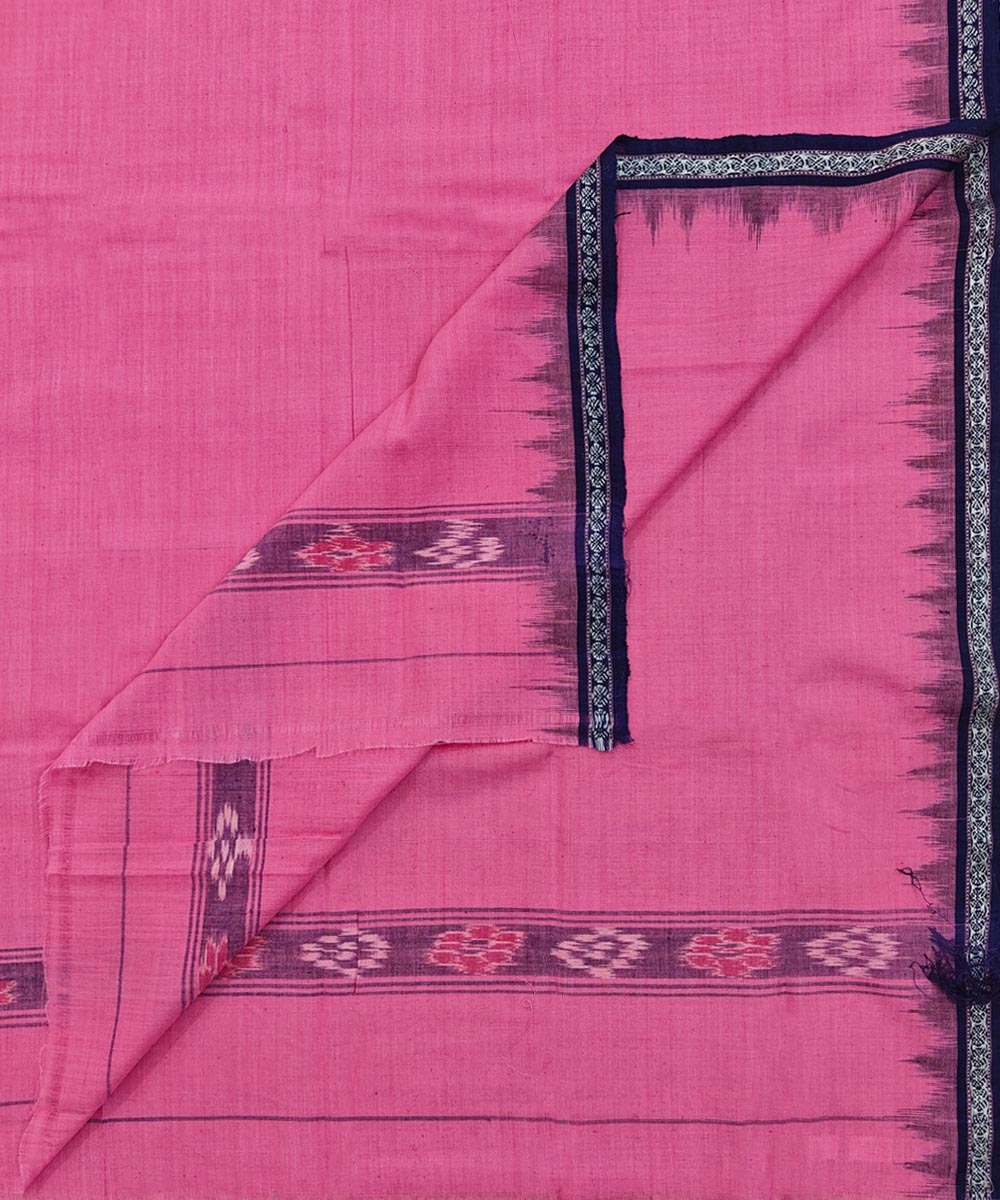 Pink Blue Sambalpuri Handwoven Cotton Gamuchha Image 1