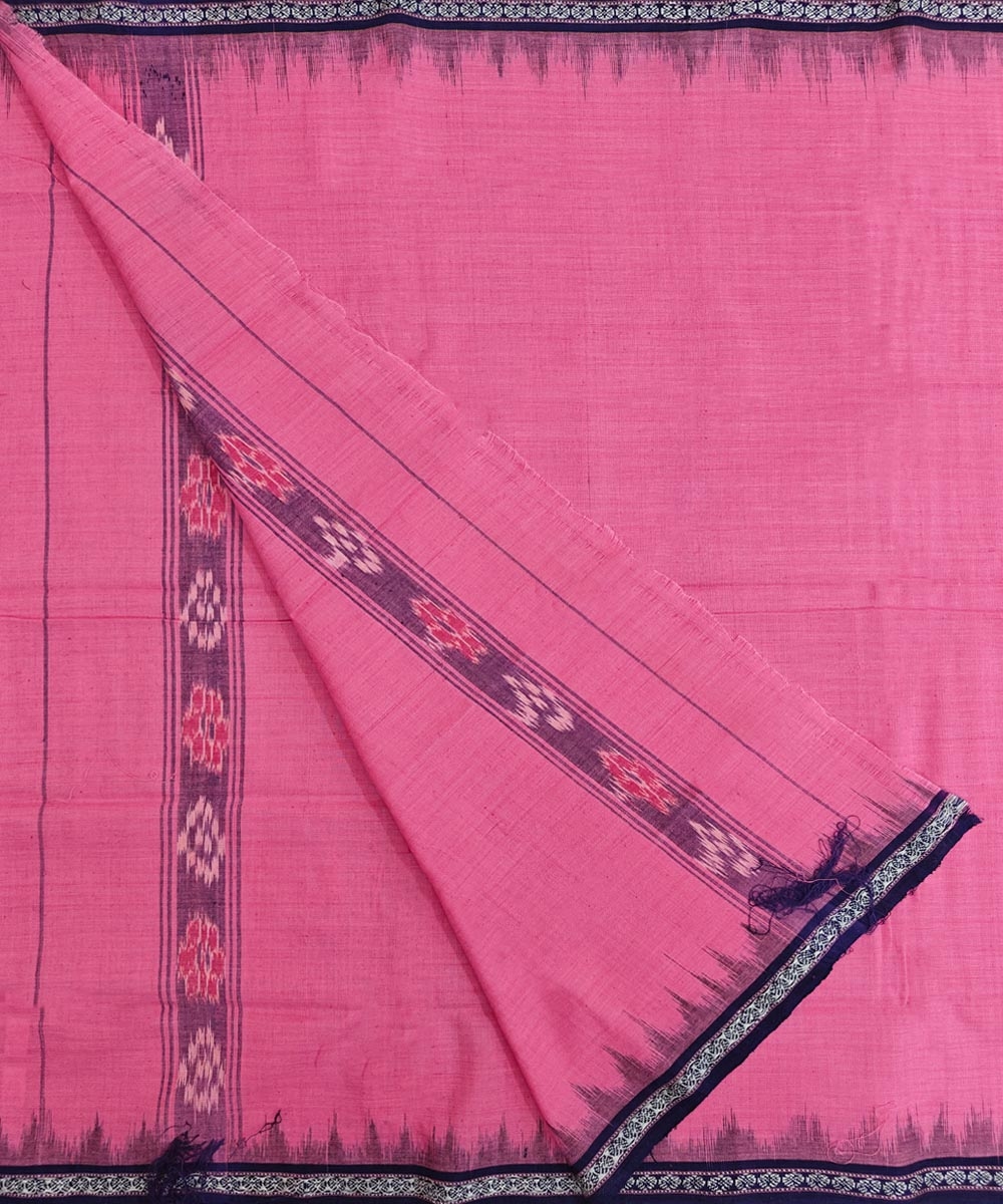 Pink Blue Sambalpuri Handwoven Cotton Gamuchha Image 2