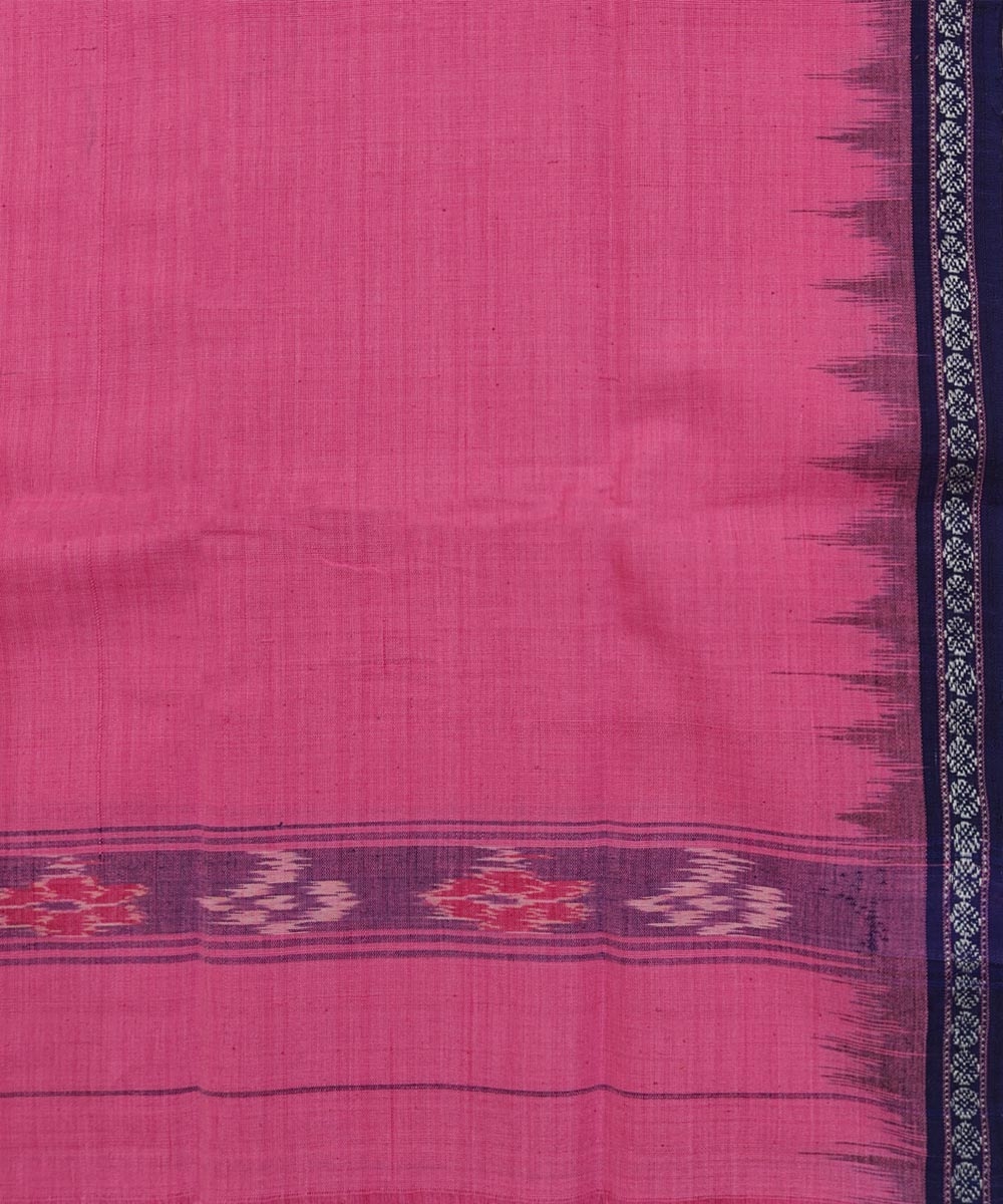 Pink Blue Sambalpuri Handwoven Cotton Gamuchha Image 4