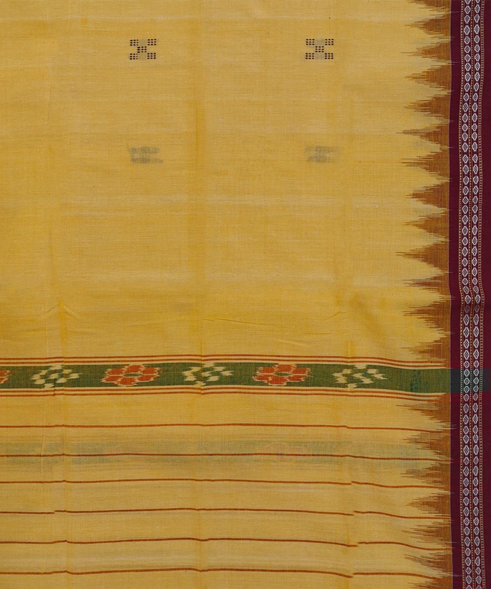 Yellow Maroon Sambalpuri Handwoven Cotton Gamuchha Image 4