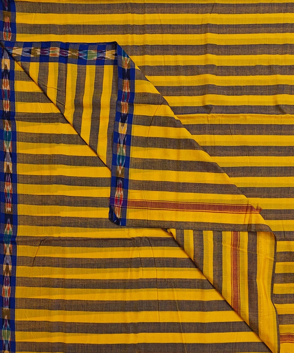 Yellow Blue Sambalpuri Handwoven Cotton Joda Image 1