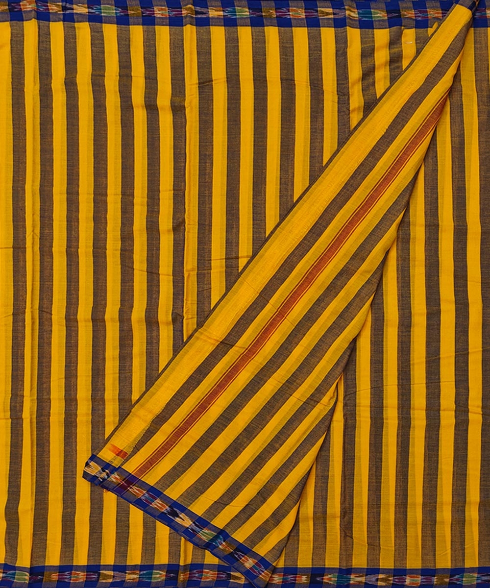 Yellow Blue Sambalpuri Handwoven Cotton Joda Image 2