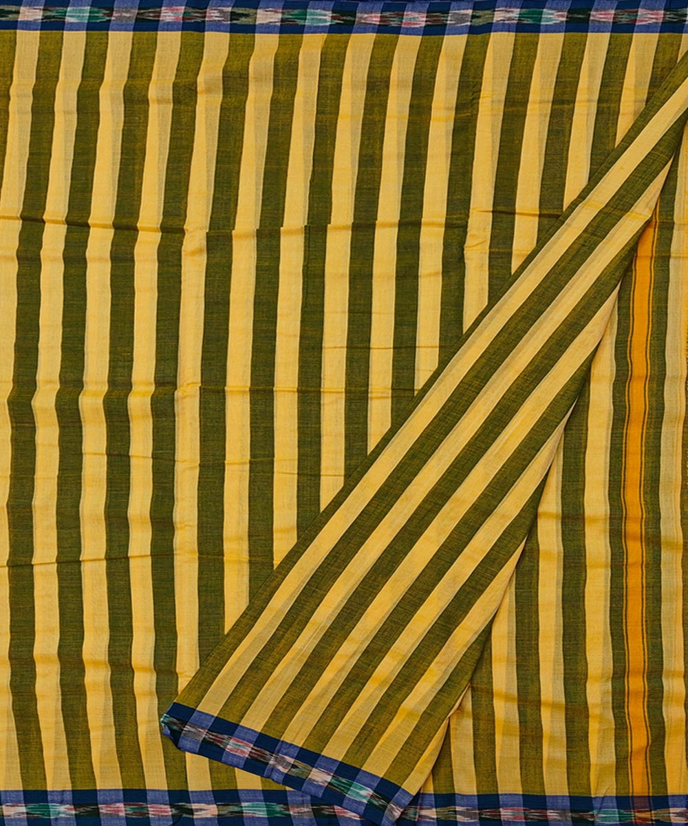 Yellow Blue Sambalpuri Handwoven Cotton Joda Image 2