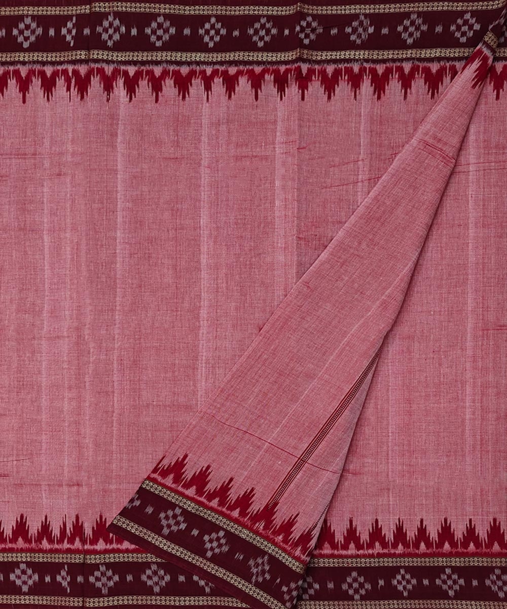 Maroon Sambalpuri Handwoven Cotton Joda Image 2